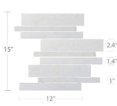 Lynia White Marble Mosaic Wall Tile Diagram